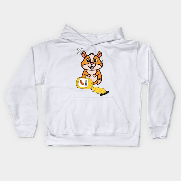 Funny furry hamster spilled a jar of mustard Kids Hoodie by Pet Station